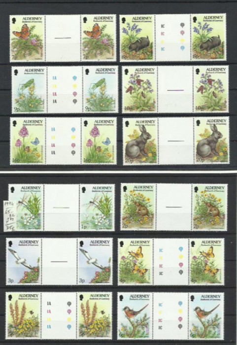 Alderney MNH 1994 / 1997 - fauna animale pasari flora