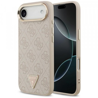 Husa MagSafe pentru Apple iPhone 17 Air, Guess, 4G Triangle Logo, Roz Aurie foto
