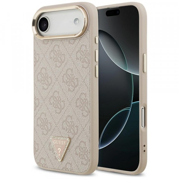 Husa MagSafe pentru Apple iPhone 17 Air, Guess, 4G Triangle Logo, Roz Aurie