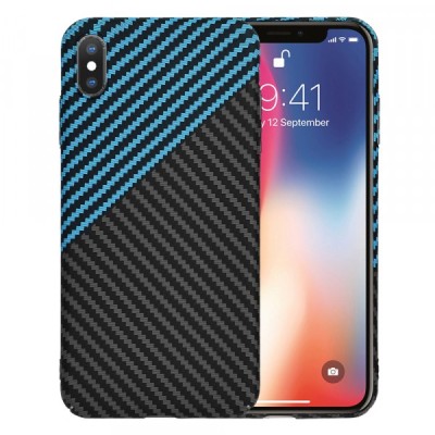Husa pentru Apple iPhone XS / X, Techsuit, Carbonite FiberShell, Bleu foto