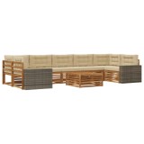 vidaXL Set de canapele de exterior 8 pcs Natural și Bej 3383161