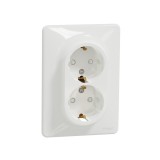 Priza schuko dubla Schneider Sedna SDD311221, incastrata, contact de protectie, alba