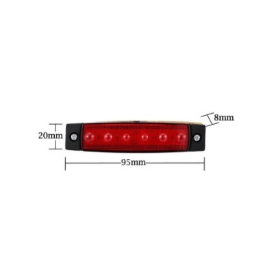 Lampa laterala 6 LED-uri 24V lumina rosie 14x54 Automotive TrustedCars foto