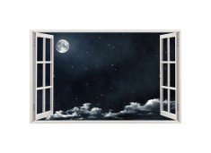 Autocolant decorativ, Fereastra, Planete, Multicolor, 83 cm, 89ST foto