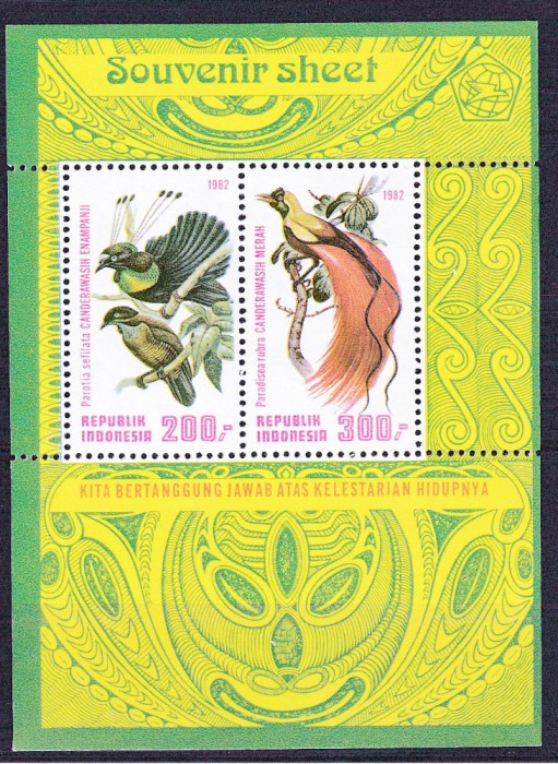 DB1 Fauna Pasari Indonezia 1982 MS MNH