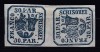 ROMANIA 1864 LP 13 LP 13 b PRINCIPATELE UNITE EMISIUNEA II-a 30 PARALE ALBASTRU PERECHE CU UN TIMBRU ORIZONTAL SI CELALALT VERTICAL LIPSA GUMA, Nestampilat