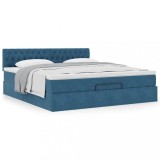 Gossi cadru de pat otoman cu saltea albastru inchis 160x200cm catifea