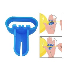 Dispozitiv de legat baloane, flippy, din plastic, pentru mana, 6.5 x 5.5 cm, albastru