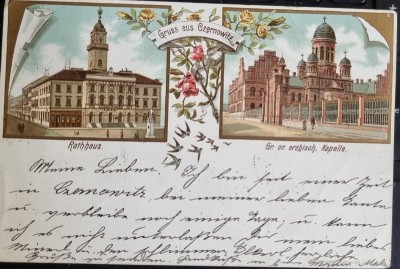 Carte postala circulata, Gruss aus Czernowitz, litografie foto