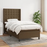 Cumpara ieftin Pat box spring cu saltea, maro &icirc;nchis, 80x200 cm, textil