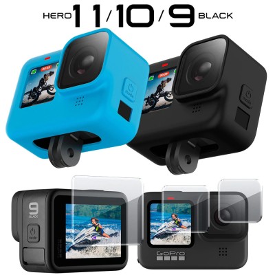 Husa silicon + protectie obiectiv + folie sticla display GoPro Hero 9 10 11 12 foto