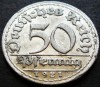 Moneda istorica 50 PFENNIG - IMPERIUL GERMAN, anul 1921 *cod 2409 B - litera D, Europa, Aluminiu