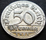 Cumpara ieftin Moneda istorica 50 PFENNIG - IMPERIUL GERMAN, anul 1921 *cod 2409 B - litera D, Europa, Aluminiu