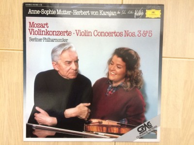 anne sophie mutter herbert von karajan mozart berliner philharmoniker violin concertos nos. 3 &amp;amp; 5 disc vinyl lp muzica clasica NM foto