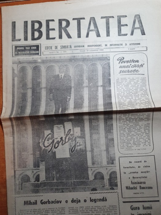 ziarul libertatea 19 octombrie 1990-art asasinarea mihaelei runceanu