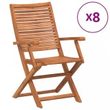 vidaXL Scaune de grădină pliante, 8 buc. 57x66x95 cm lemn masiv acacia 3214476