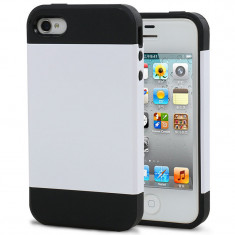 Husa Plastic iPhone 4 Tough Armor Alb Negru foto