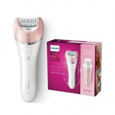 Pachet PHILIPS Satinelle Advanced BRP545/00 + perie de curatare faciala, Wet &amp;amp; Dry, cap ceramic cu 32 puncte de prindere, 2 viteze alb-roz Mania Tool foto