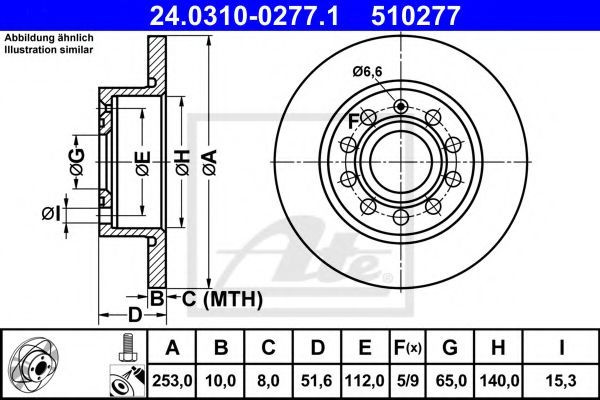 Disc frana VW GOLF V (1K1) (2003 - 2009) ATE 24.0310-0277.1