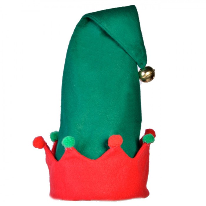 Caciulă Crăciun, Model Mos Crăciun-Pitic, Verde-Roșu, Mărime 43cm
