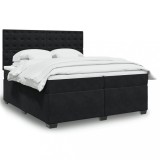 VidaXL Pat box spring cu saltea, negru, 200x200 cm, catifea 3291016