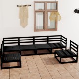 Gossi set mobilier de gradina, 6 piese, negru, lemn masiv de pin