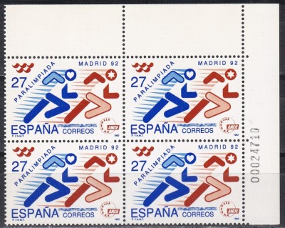 Spania 1992 - Jocurile Paralimpice - Madrid, Bloc de 4, MNH foto