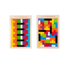 Joc educational de inteligenta Tetris din lemn, multicolor