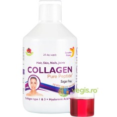 Colagen Lichid Hidrolizat Tip 1 si 3 cu 10000mg, Acid Hialuronic 50mg, Biotina 5000mcg, Cupru, Siliciu, Vitamina C, B5, B6, B12 500ml