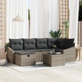 vidaXL Set de canapea de grădină 7 piese cu perne Gri Ratan Sintetic