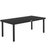 Outsunny Masă de Grădină cu Blat Textură Lemn 190x90 cm pentru 8 Persoane, Masă de Dining de Exterior Dreptunghiulară din Aluminiu și Plastic, pentru