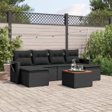 Cumpara ieftin Set canapele de grădină cu perne, 7 piese, negru, poliratan