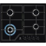 Plita incorporabila Electrolux KGS6436K, Gaz, 4 arzatoare, Wok, Aprindere electica integrata, Gratare fonta, 60 cm, Negru