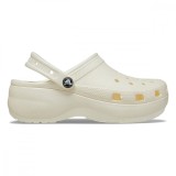 Saboți Crocs Women&#039;s Classic Platform Glitter Clog Alb - Chalk