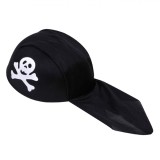 Pălărie Deghizare Copii, Model Pirat, Culoare Negru, Craniu Alb Textil, Oem