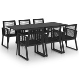 vidaXL Set mobilier de exterior, 7 piese, negru, ratan PVC
