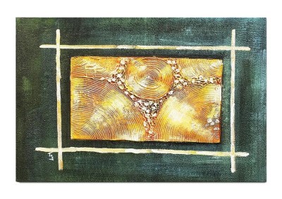 Tablou abstract Dreptunghi solar pictat manual, 90x60cm ulei pe panza in relief efect 3D foto