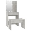 Set masuta de toaleta cu LED, gri beton, lemn prelucrat