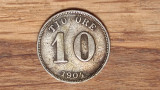 Suedia - moneda de colectie - argint - 10 ore 1904 EB - Oscar II - rara !