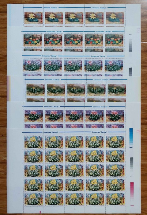 RO 1997 LP 1433 &quot;Cactusi&quot;, serie in coli de 25 , MNH