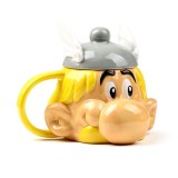 Cană mare ceramică 3D cu capac - Cap de Asterix