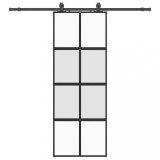 Cumpara ieftin Usa glisanta cu set feronerie neagra 76x205cm sticla securizata
