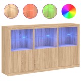 Cumpara ieftin Servanta cu lumini LED, stejar sonoma, 181,5x37x100 cm