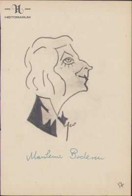HST 182S Caricatura actrita Marilena Bodescu anii 1930 Geo Dumitrescu semnata foto
