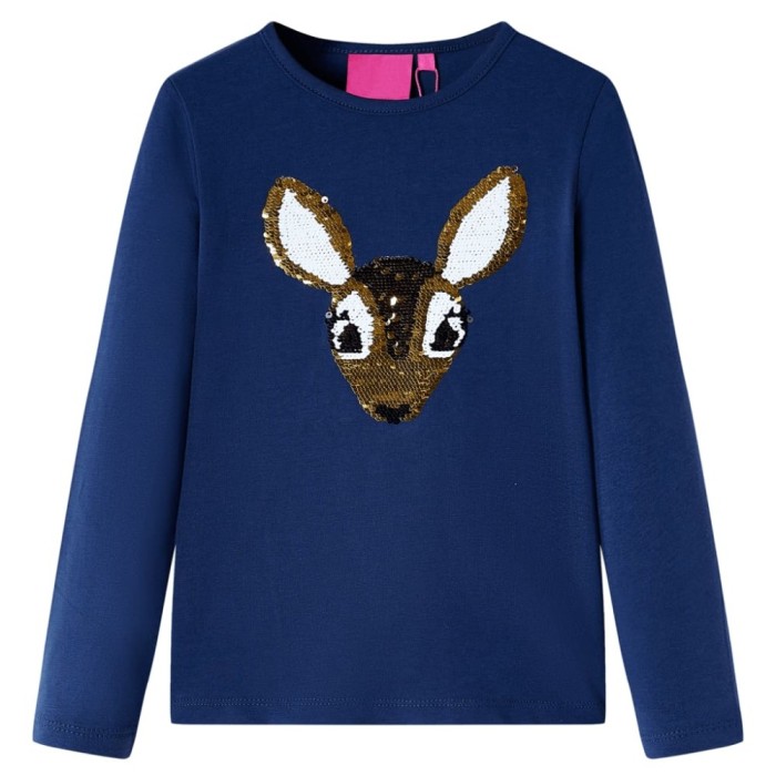 Tricou pentru copii cu m&acirc;neci lungi, bleumarin 128