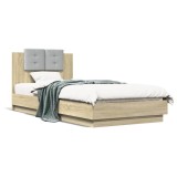 Cumpara ieftin Cadru de pat cu tablie, stejar sonoma, 90x200 cm lemn prelucrat