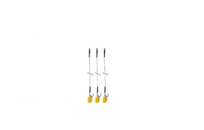 Set porkarpfishing cu 3 carlige legate echilibrate cu porumb flotant siliconat