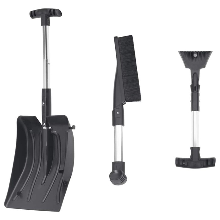 Kit de lopată pentru zăpadă 3 &icirc;n 1, negru, aluminiu