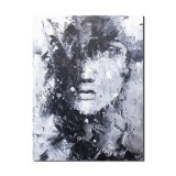 Tablou modern portret femeie, pictat manual in cutit cu efect 3D, 120x90cm, gata de expus pe perete