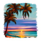 Cumpara ieftin Sticker decorativ, Plaja, Portocaliu, 55 cm, 9591ST, Oem